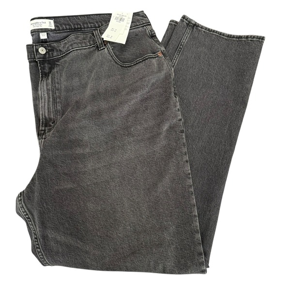 Abercrombie & Fitch NWT Curve Love 90s Straight Ultra High Rise Black Jeans 36 L - Picture 16 of 16
